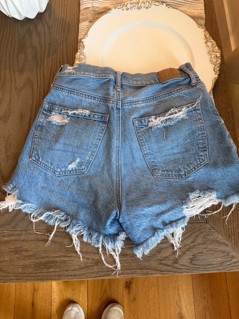 American Eagle Outfitters Light Blue Distressed Denim Cutoff Shorts - Picture 3 of 5